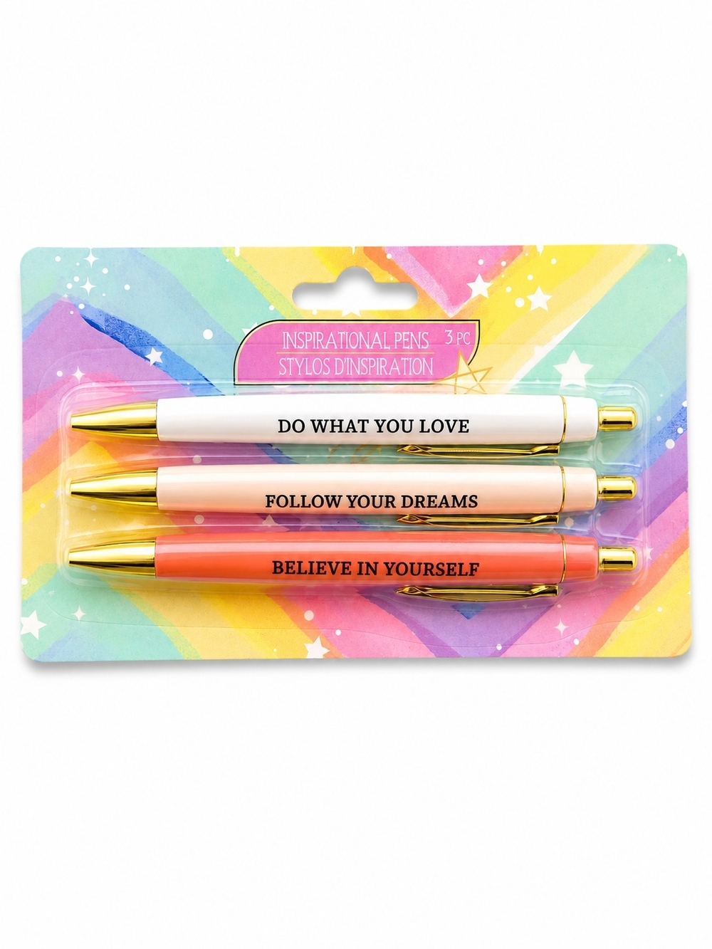 Inspirational Ballpoint Pen Set - White, Pink, Coral